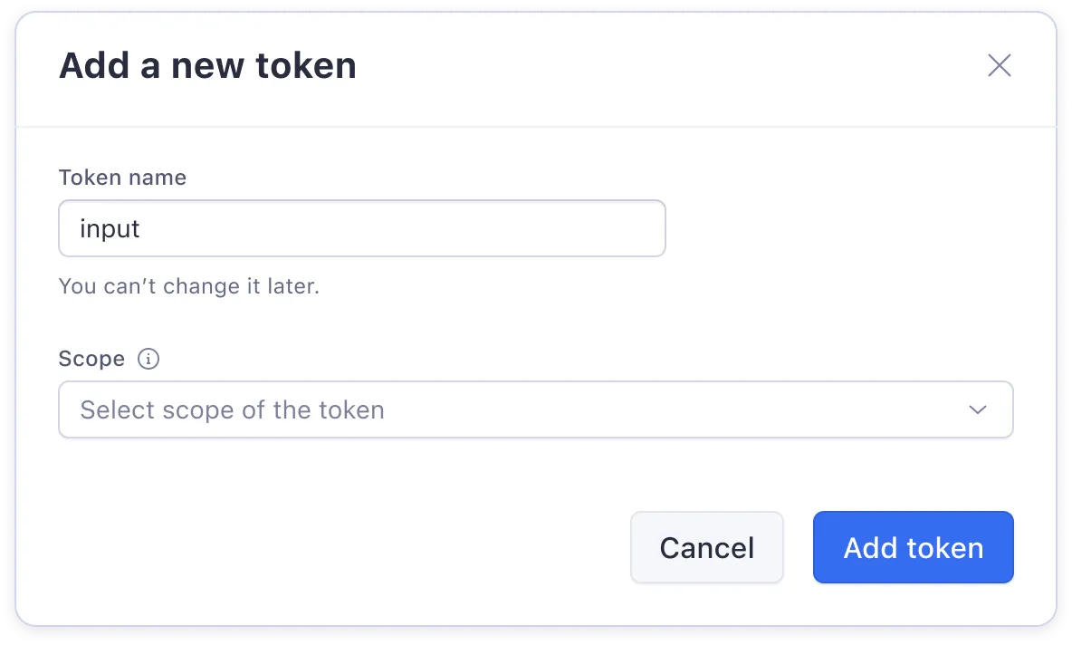 The "Add a new token" modal