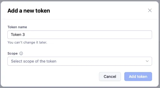 The "Add a new token" modal