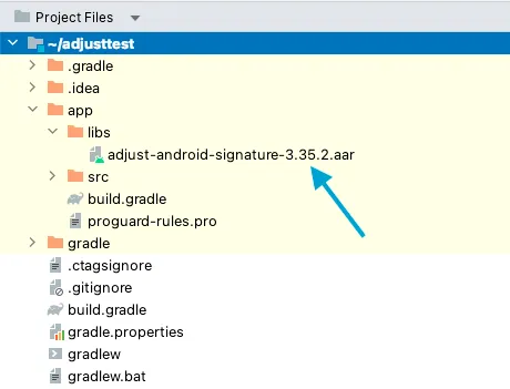 A screenshot of the directory in Android studio